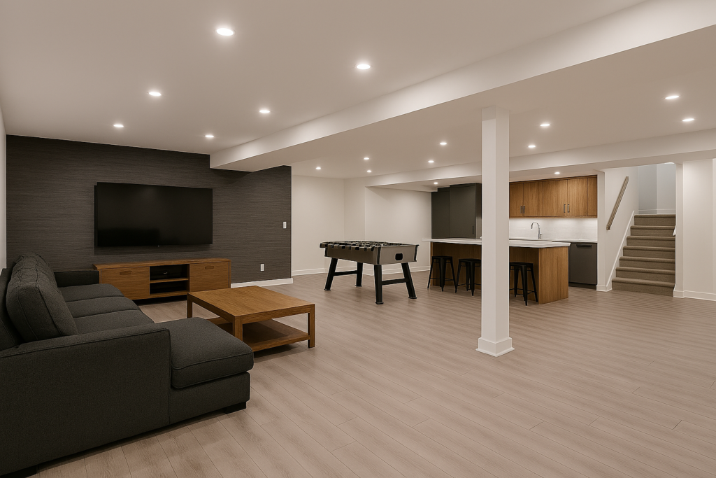a modern basement wi